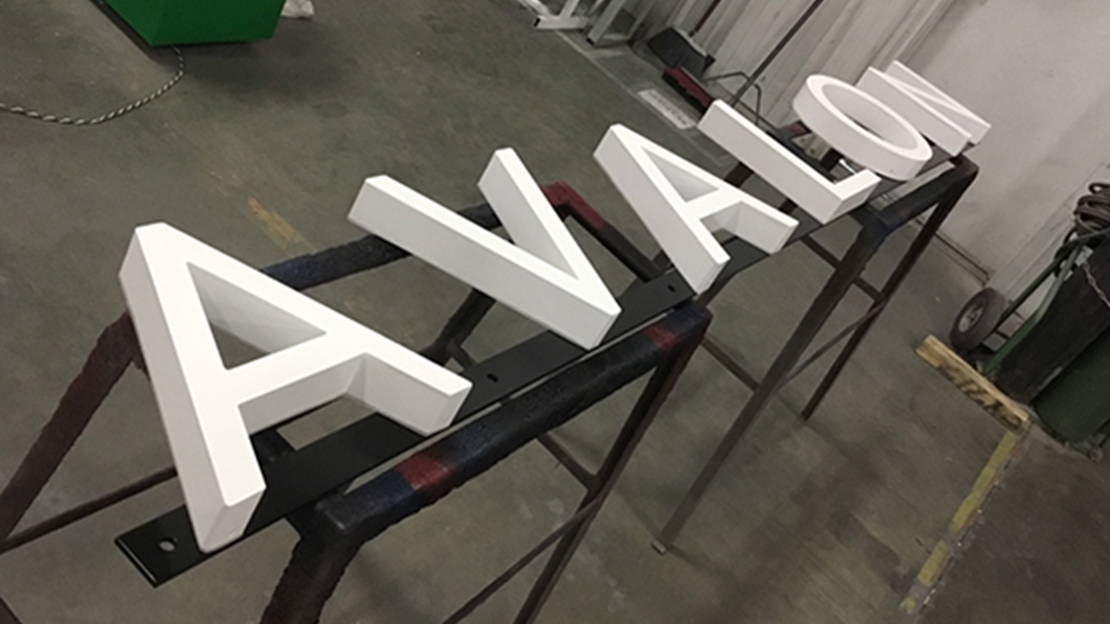 Avalon building sign getting ready for shipment to new location