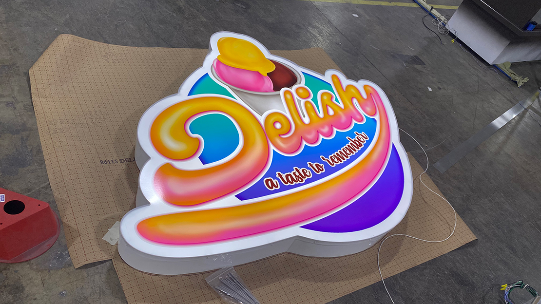 Delish building sign getting ready for shipment to new location