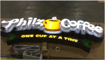 Philz coffee building sign getting ready for shipment to new location