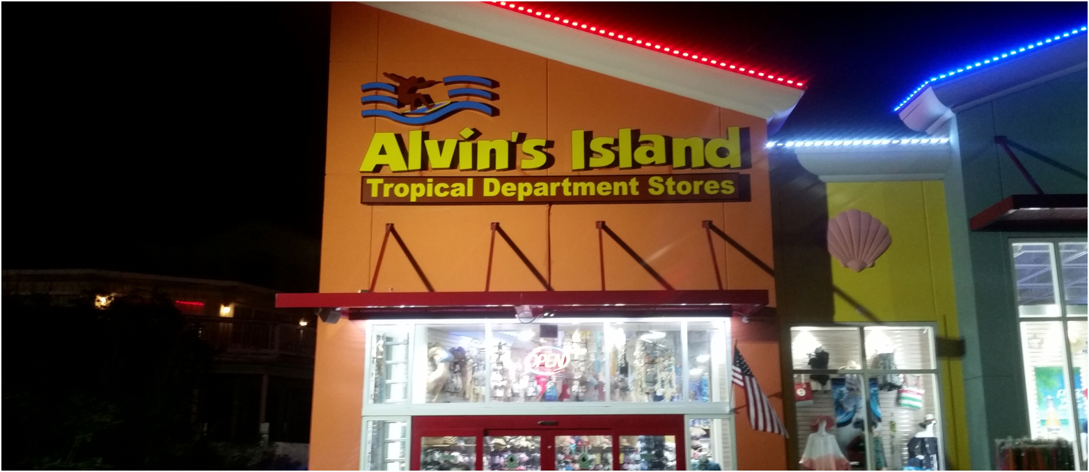 Outside building view of Alvin's Island Tropical department store